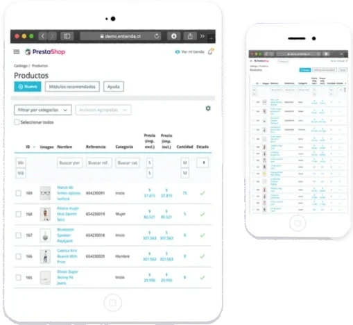 Administración de inventario de productos en PrestaShop