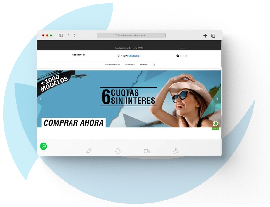 Tienda online de Óptica Paesani desarrollada por Sercom